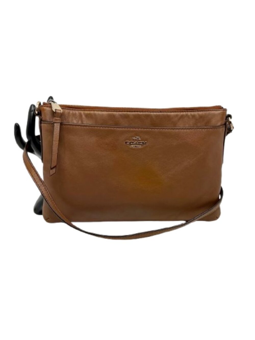 COACH~Smooth Leather Journal Crossbody Bag - Saddle Brown (Style 52638)